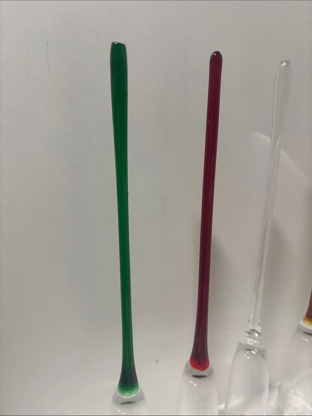 Decorative Colored Stem Champagne Flutes - Green, Red, Clear, Amber